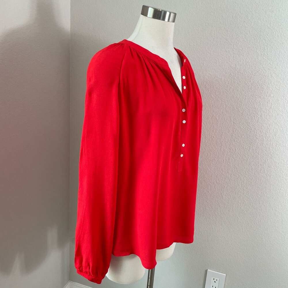 NEW J Crew Womens Large Red Blouse Viscose Long‎ Sleeve Shirt Top - Picture 3 of 9